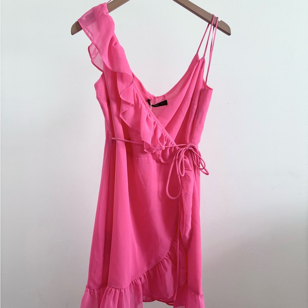 Mango Vibrant Pink Wrap Dress